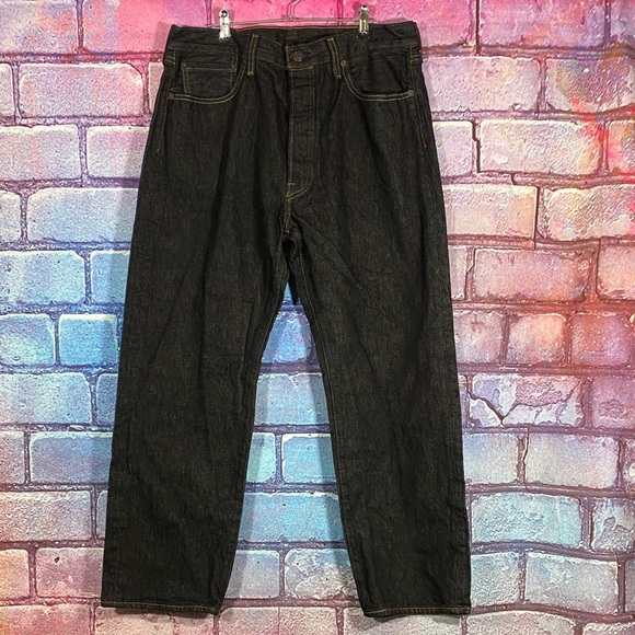 Levi’s 501 Black Denim Jeans Men’s 36x30 Button Fly Straight Leg Classic Vintage - Picture 1 of 10